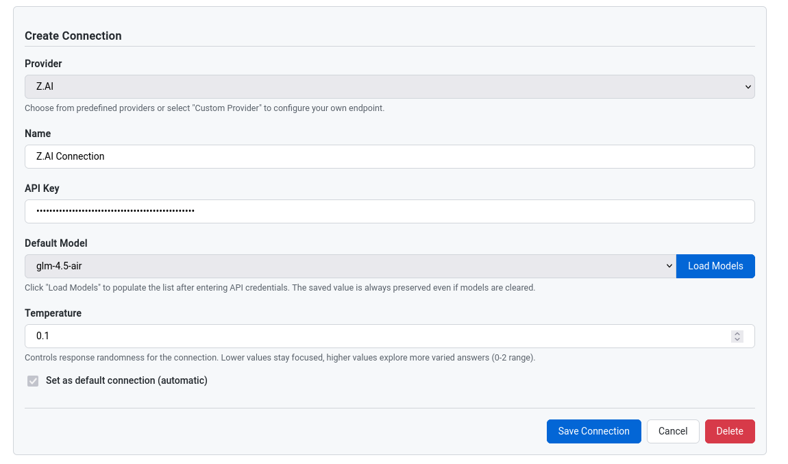 VeloFill Z.ai connection